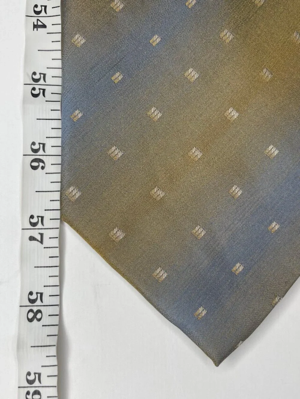 Siena Collezione Vintage Silk Tie Mustard Blue Gold Geometric Office Siren Retro